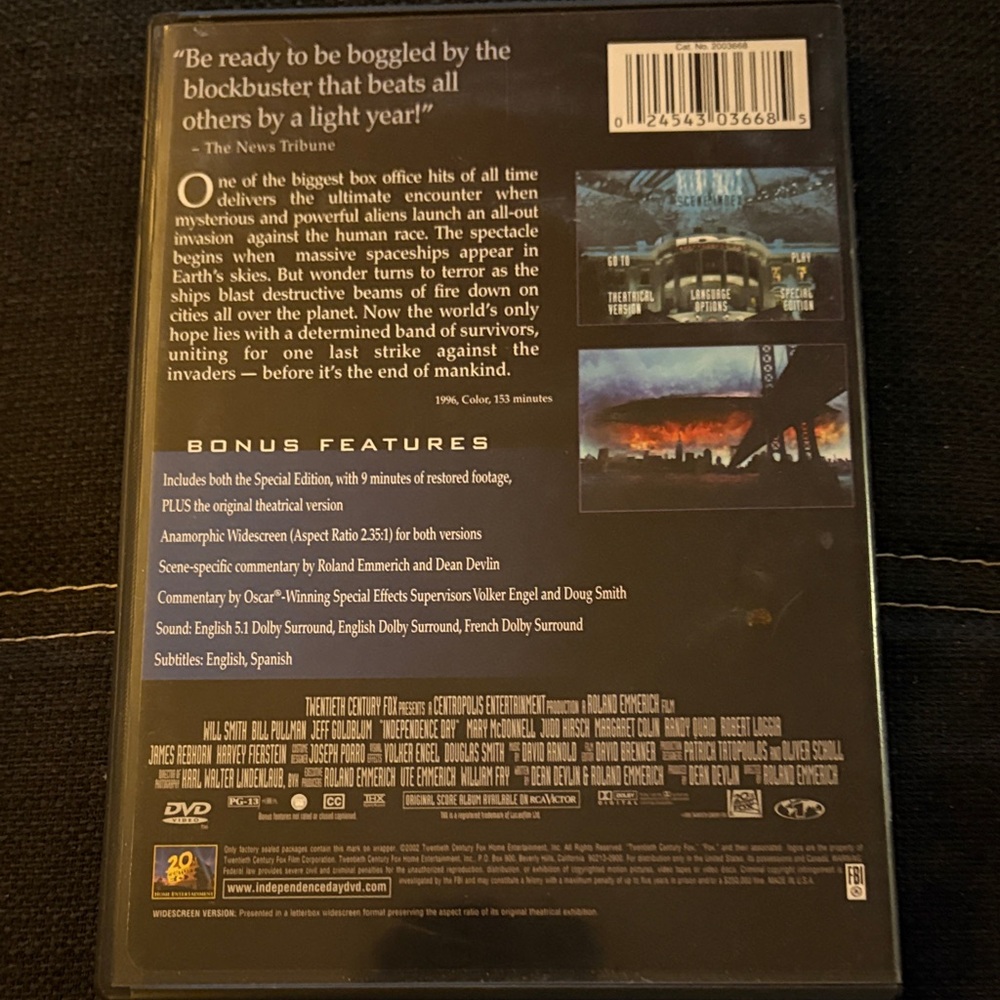 Independence Day DVD - Picture 2 of 2